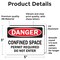 Signmission 3.5 in H x 5 in W, Vinyl Decal, Rectangle, Confined Space Permit Required Do Not Enter OS-2PACK-DS-D-35-L-19305 - alternate 2
